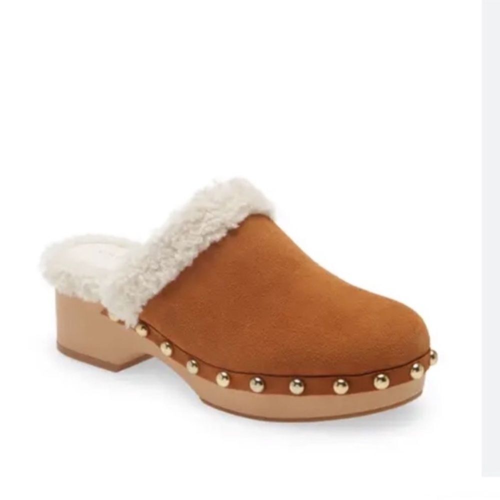 EXCELLENT LIKE NEW CONDITION WOMEN’S SIZE 7 CASLON FAUX FUR SUEDE MULES/CLOGS